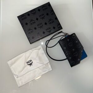 MCM Black and Blue Key & Card Holder Lanyard